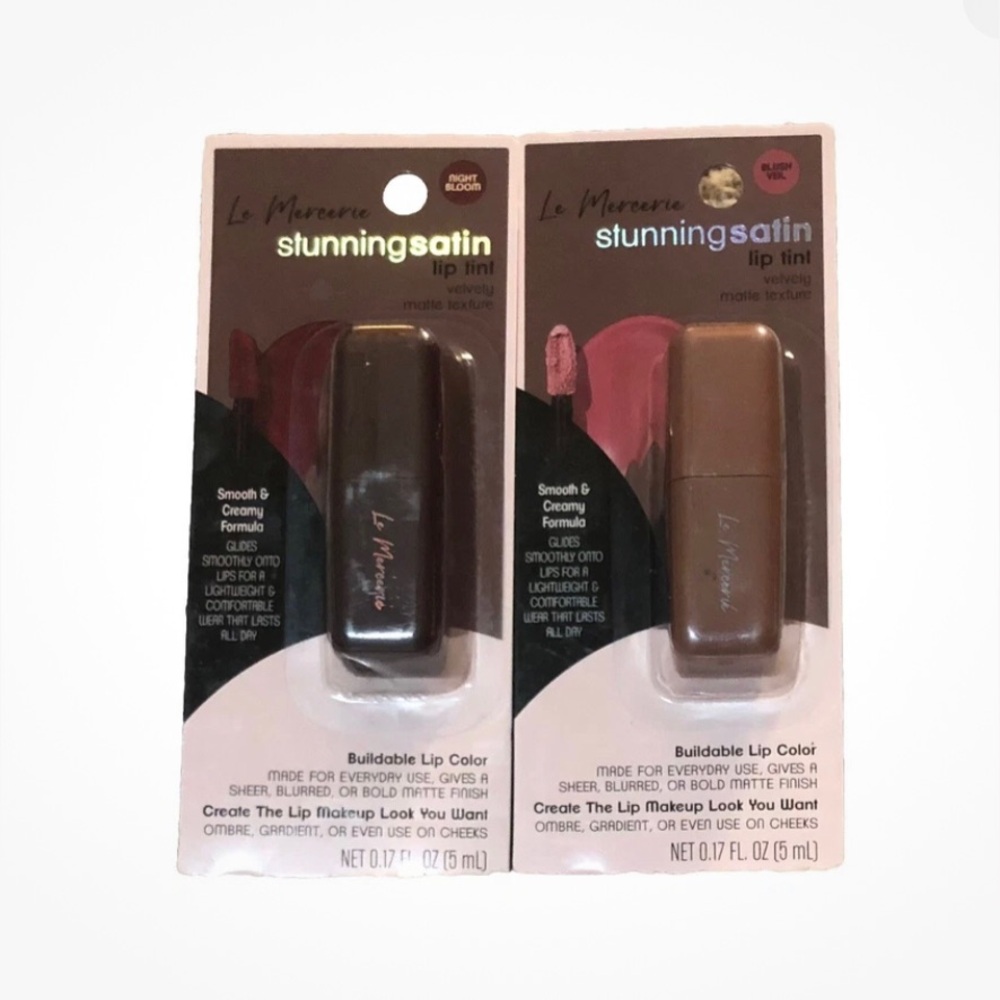 Le Mercerie Stunning Satin Lip Tint Stain Night Bloom & Blush Veil (Set of 2).